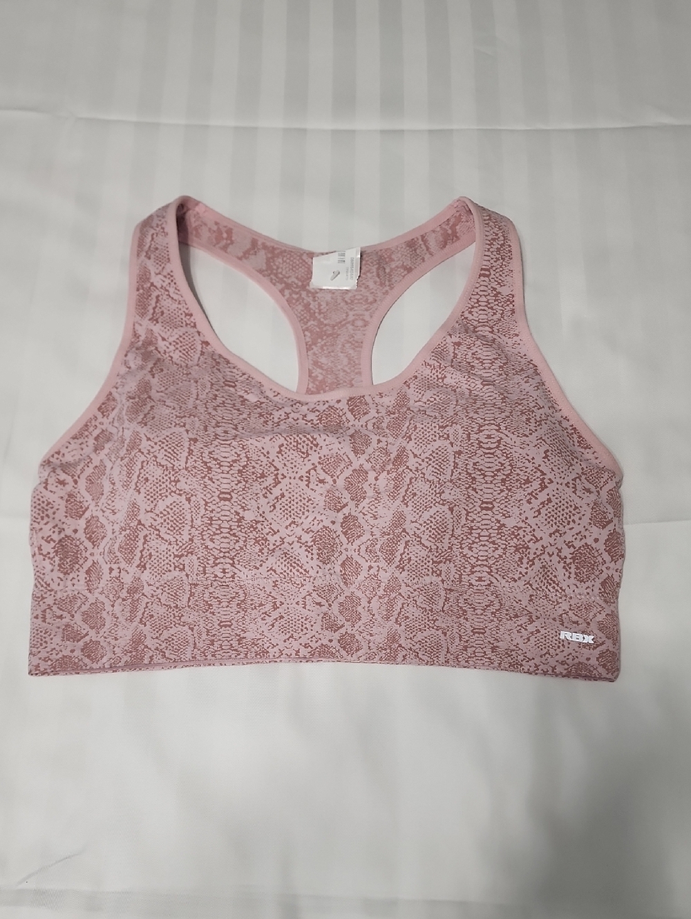 RBX Dusty Pink Snake-Print Racerback Sports Bra